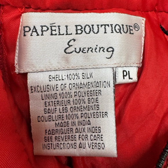 Papell Boutique Evening 100% Silk Beaded Sequin Halter Blouse Black Red size L - Picture 2 of 11